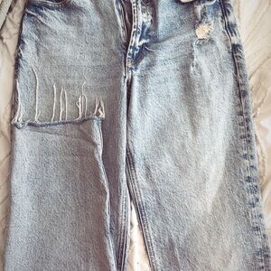 River Island High Rise Light Blue Distressed Jeans